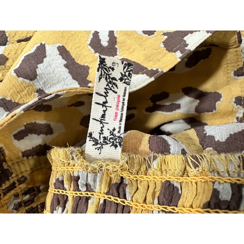Intimately Free People Yellow Leopard Print Wide Leg Tie Waist Pants Large - Picture 4 of 7